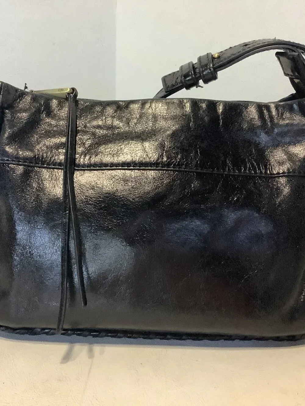 Hobo Banjo Leather Crossbody Purse Bag Black Small